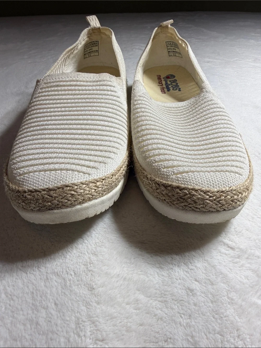 Skechers BOBS Slip-On Knit Flats in White